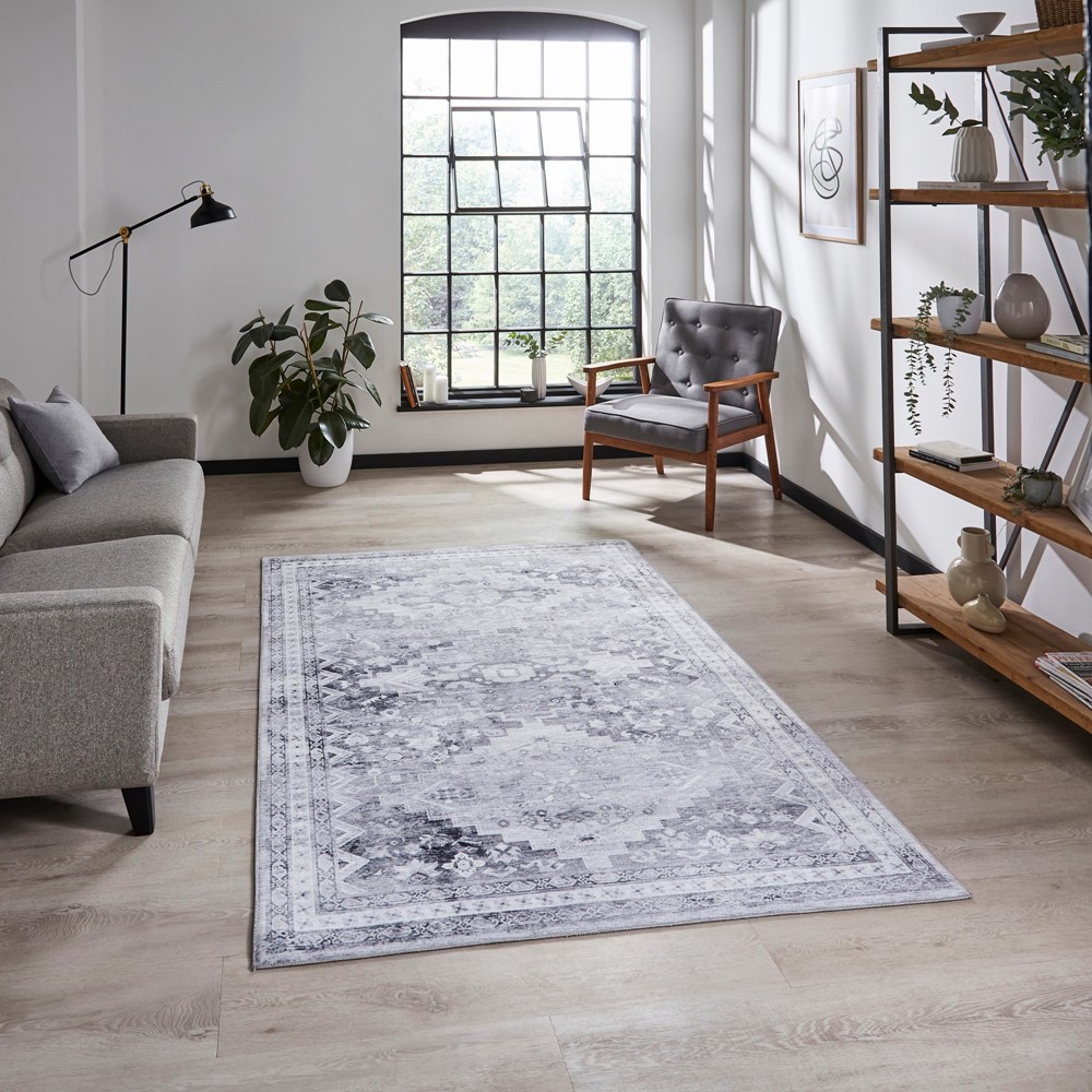 Topaz H1265 Traditional Patterned Grey Rug